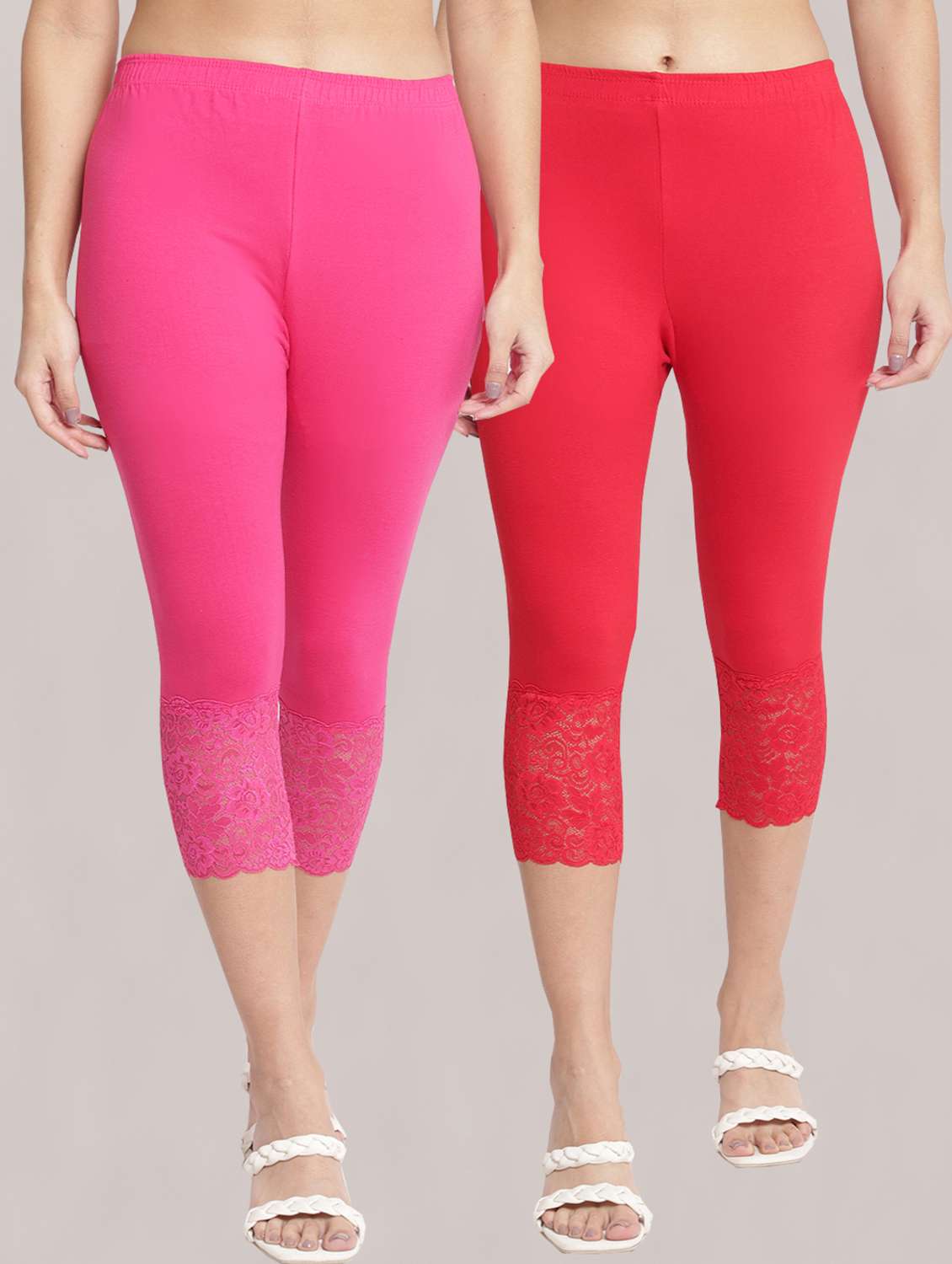 pack of 2 solid leggings capri