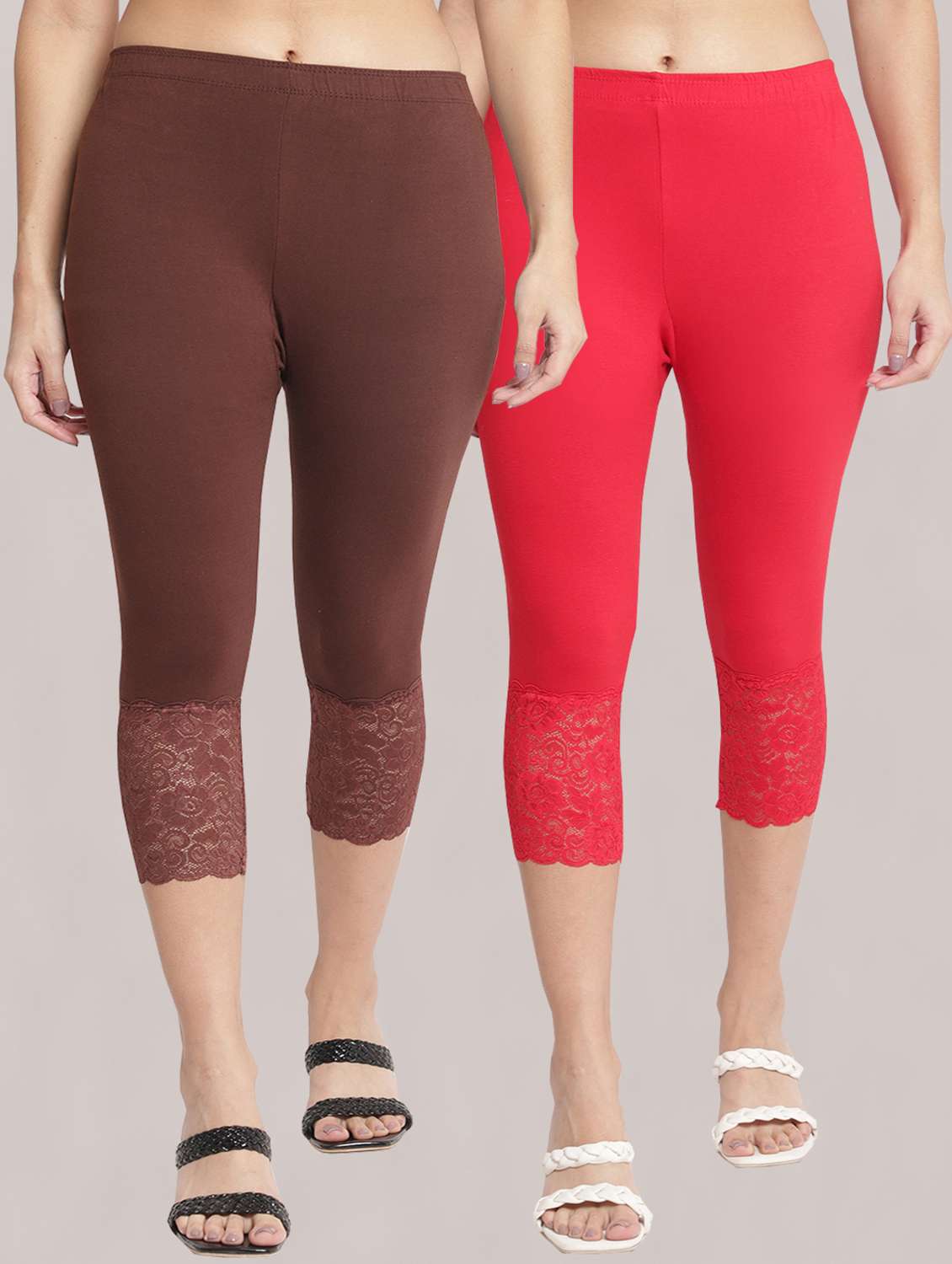 pack of 2 solid leggings capri