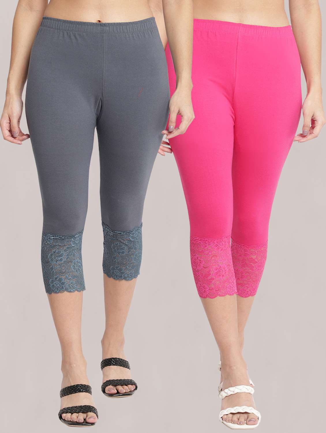 pack of 2 solid leggings capri