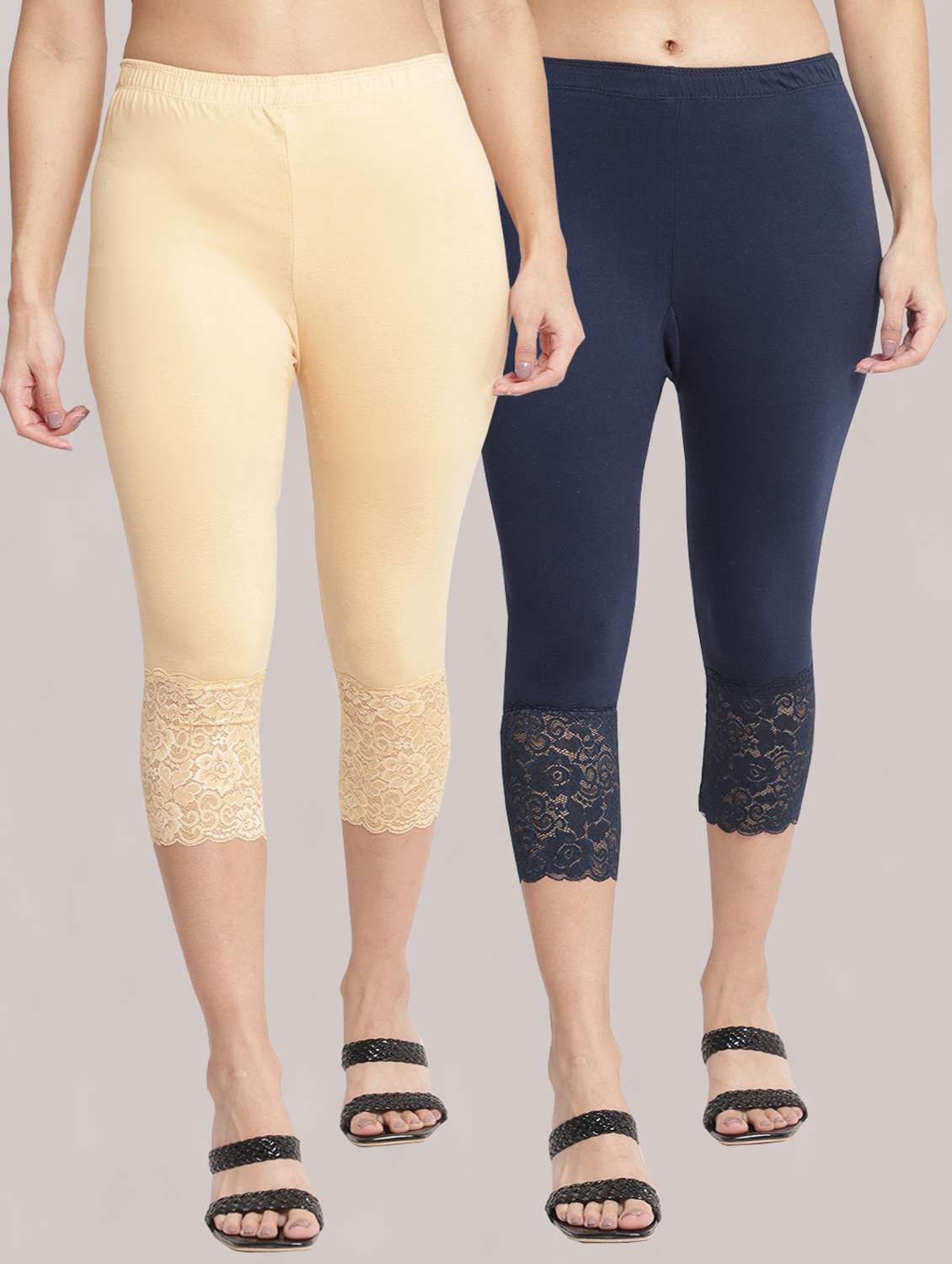 pack of 2 solid leggings capri
