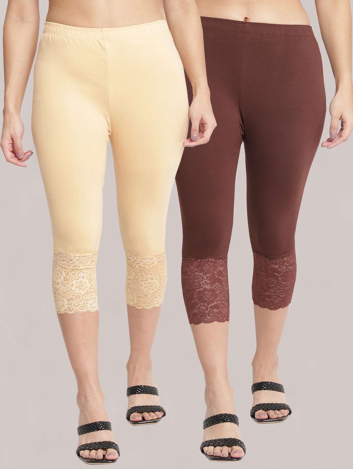 pack of 2 solid leggings capri