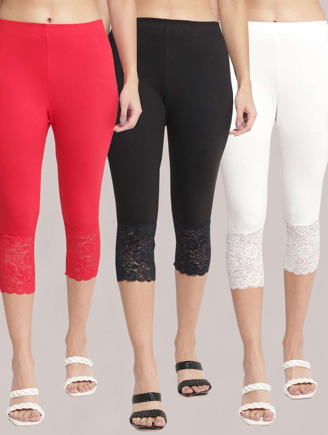 pack of 3 solid leggings capri