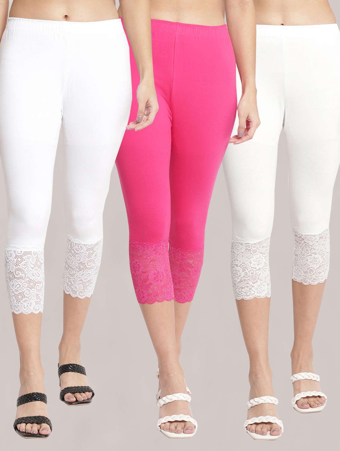 pack of 3 solid leggings capri