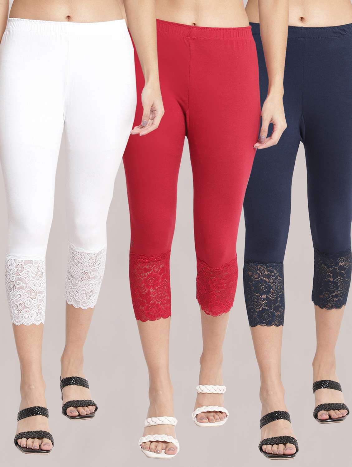 pack of 3 solid leggings capri - 19295625 - Zoom Image - 0