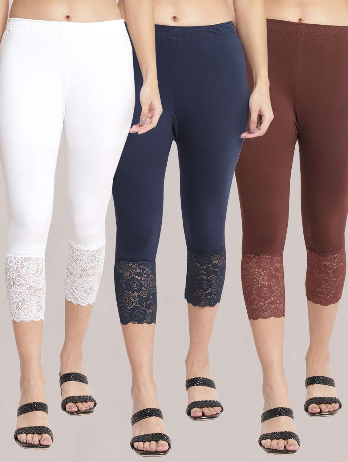 pack of 3 solid leggings capri