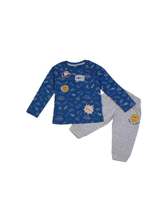 girls printed  round neck casual set