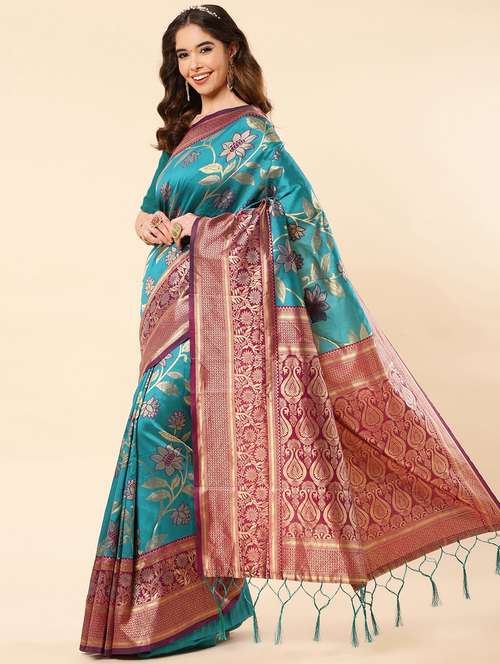 women's banarasi saree with blouse - 19297310 - Standard Image - 0