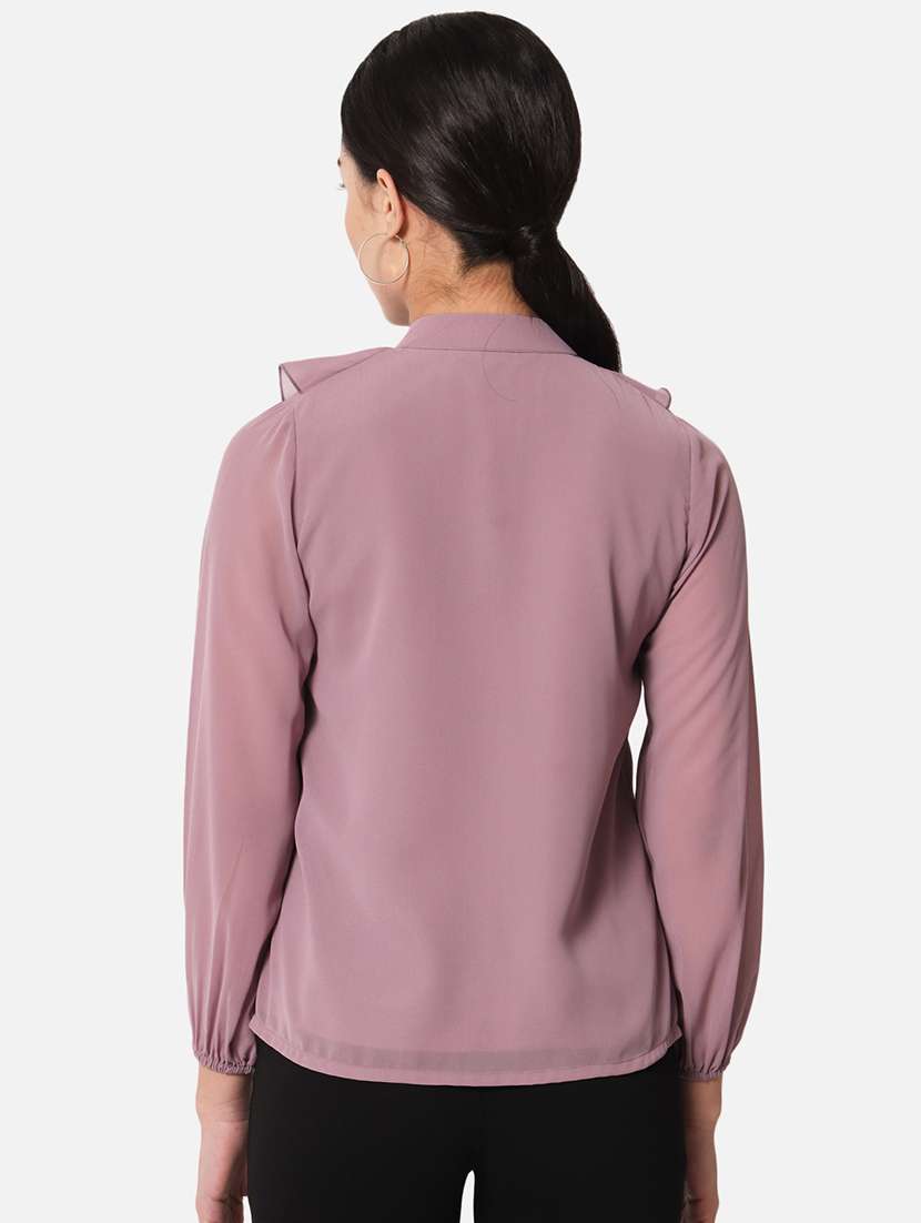 Women's Ruffle Mandarin Neck Top