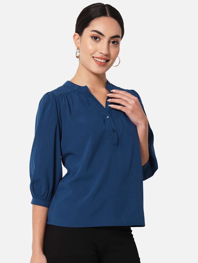 women's straight mandarin neck top - 19297668 -  Standard Image - 2