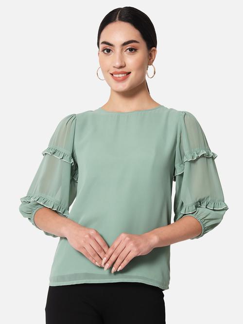 women's straight round neck top - 19297675 - Standard Image - 0