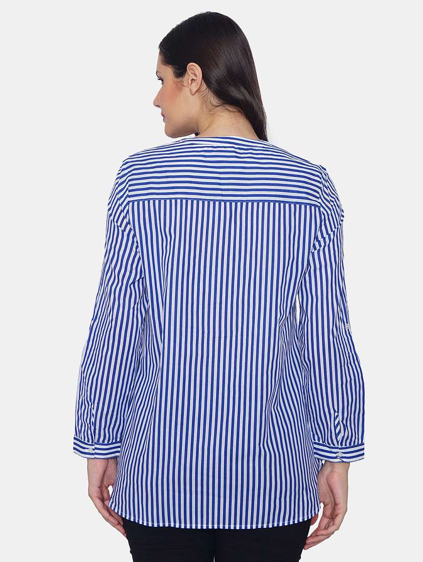 women's straight mandarin neck top - 19298276 -  Standard Image - 2