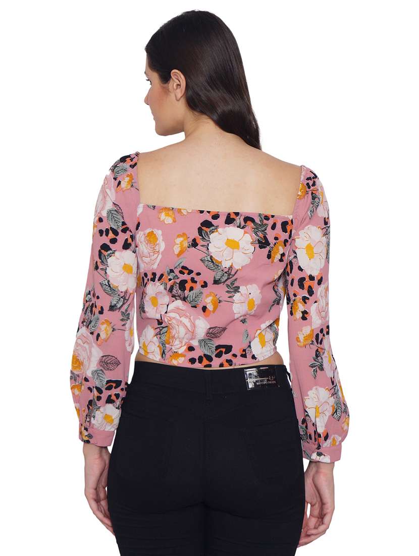 women's crop round neck top - 19298440 - Standard Image - 2