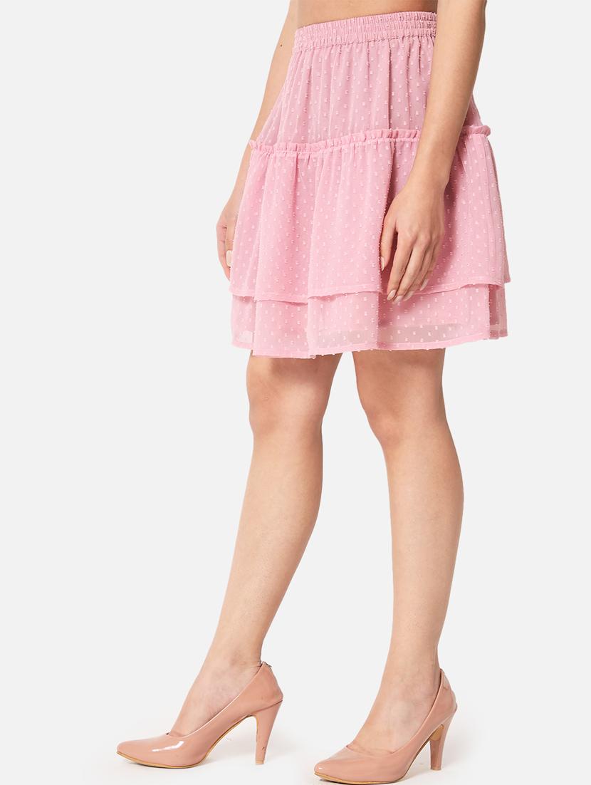 pink georgette layered skirt - 19298634 - Standard Image - 2