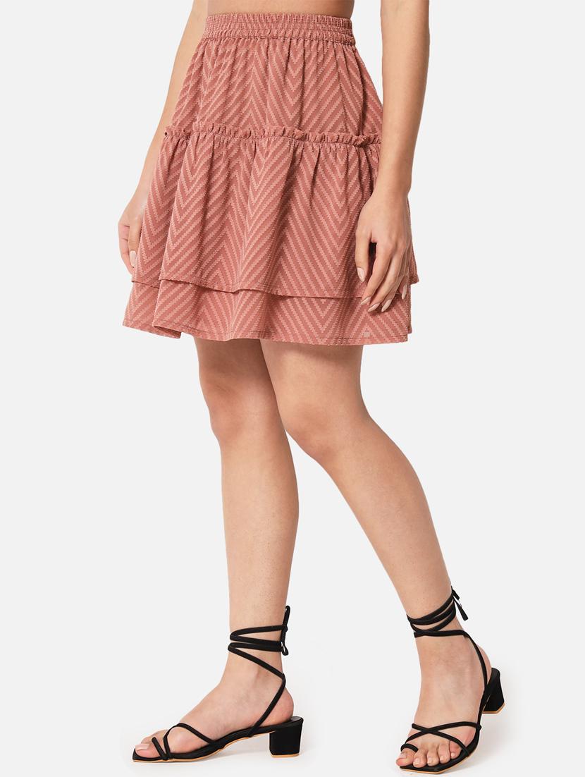 peach self cdesigned layered skirt - 19298635 - Standard Image - 2