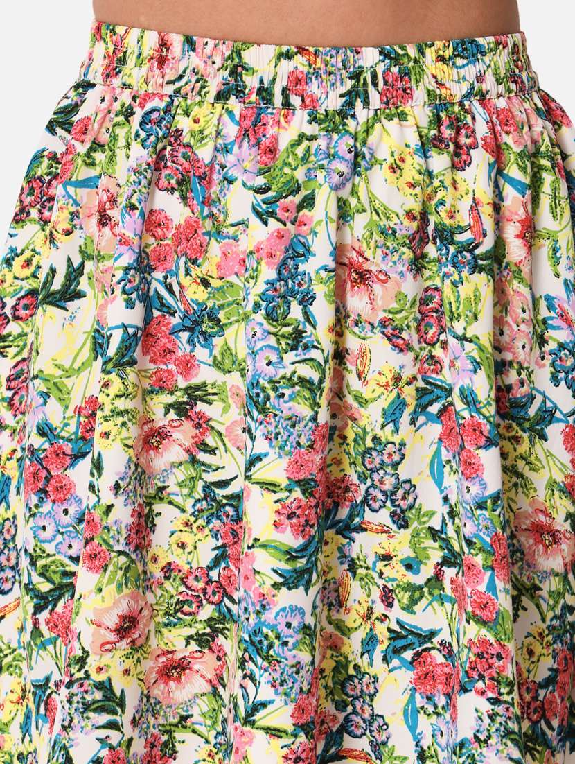 Women Multi Colored Crepe Flared Skirt