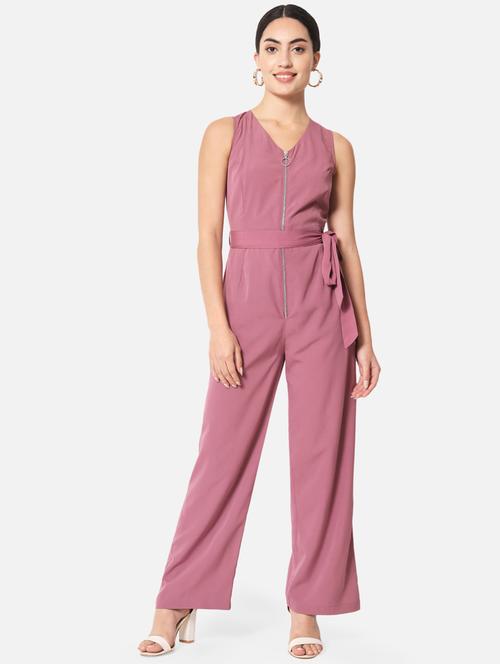 pink crepe full leg jumpsuit - 19298661 - Standard Image - 0
