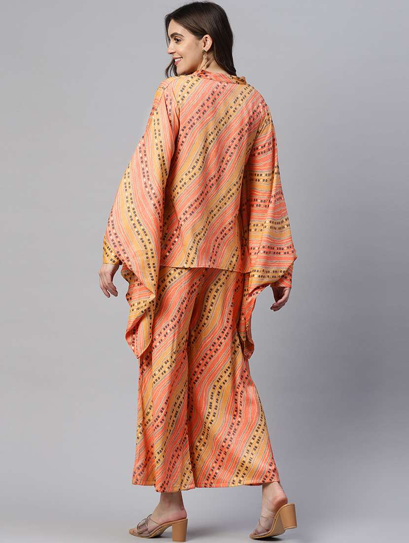orange printed top and palazzos set set - 19298810 -  Standard Image - 2