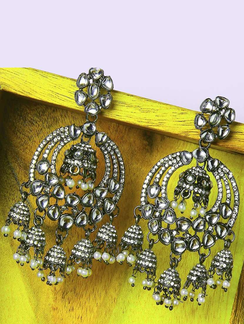 silver plated metal jhumka earring