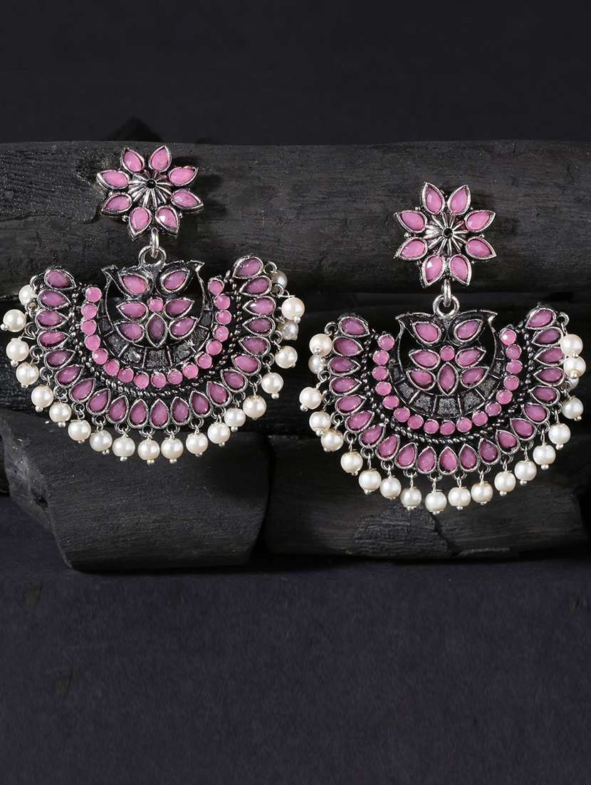 silver plated metal chandballi earring