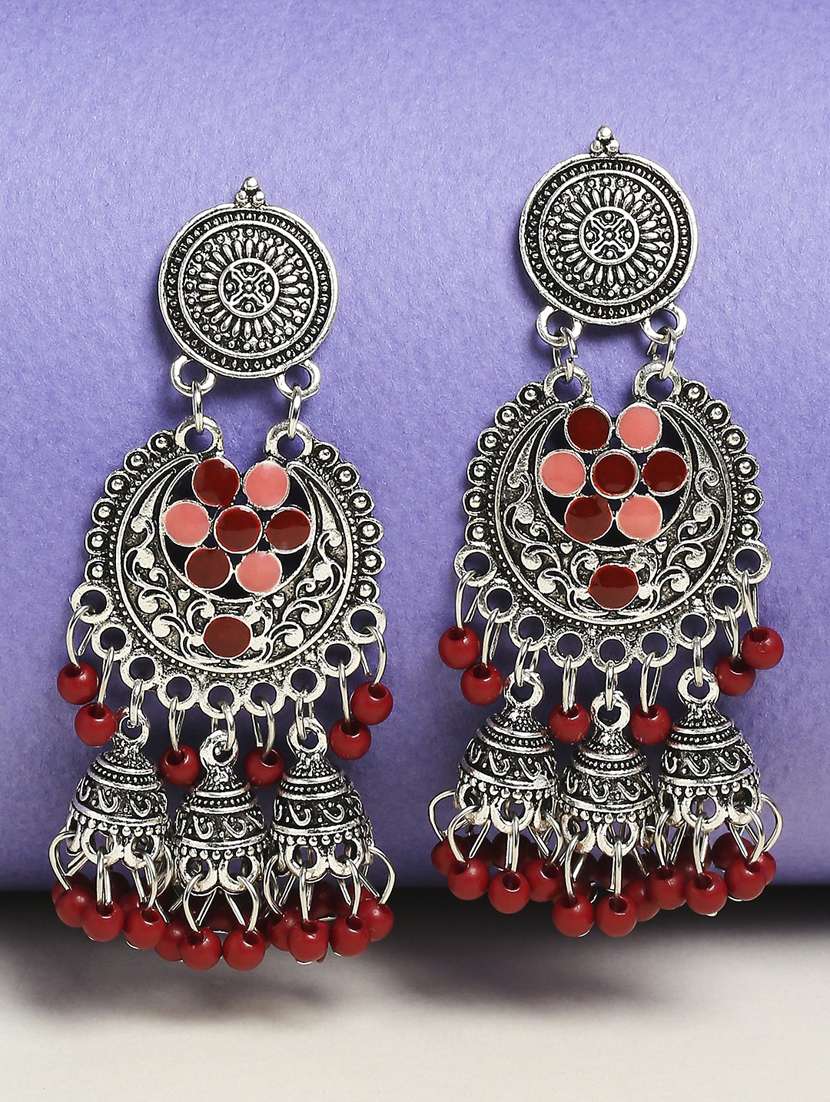 silver plated metal jhumka earring
