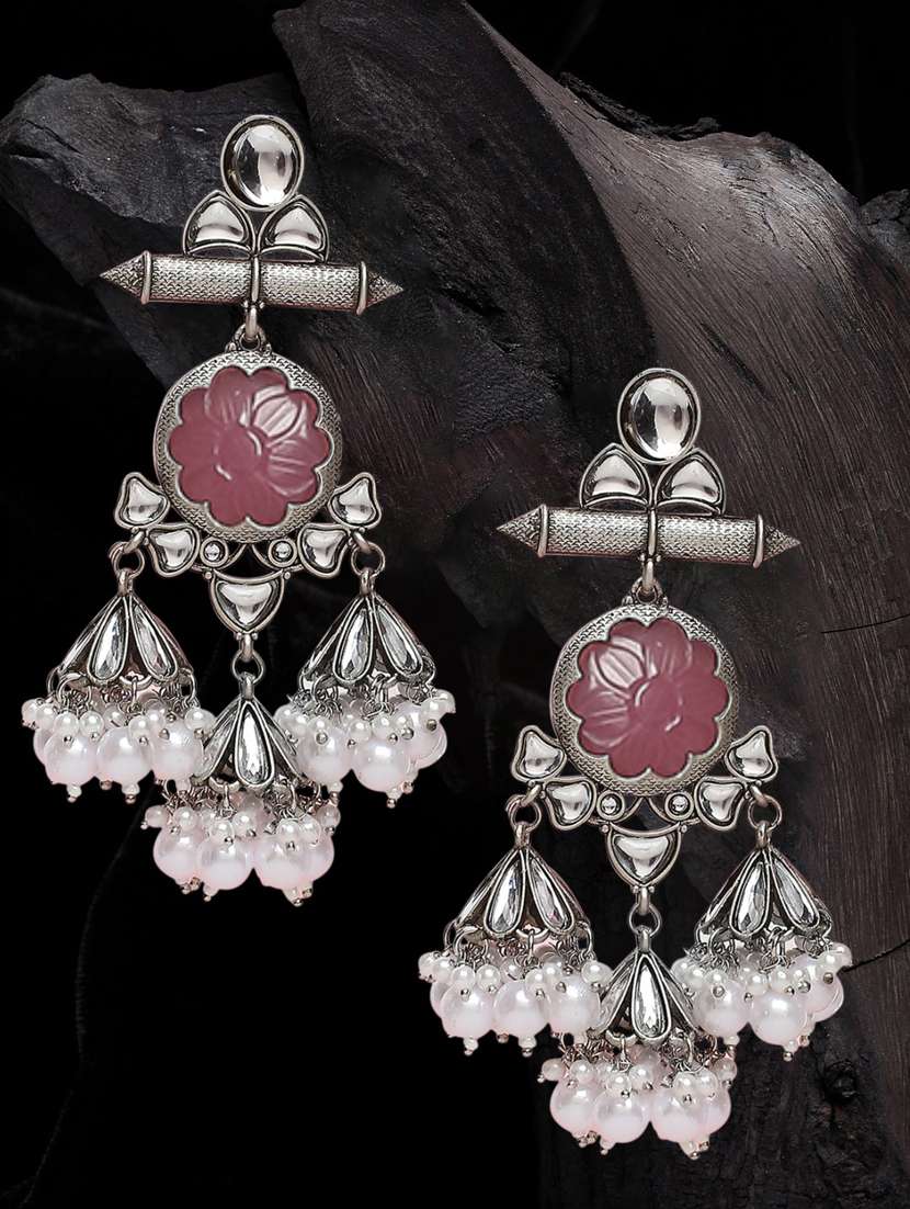 silver plated metal jhumka earring