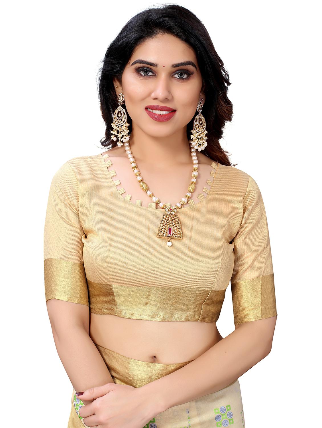 contrast bordered printed saree with blouse - 19301297 - Standard Image - 2
