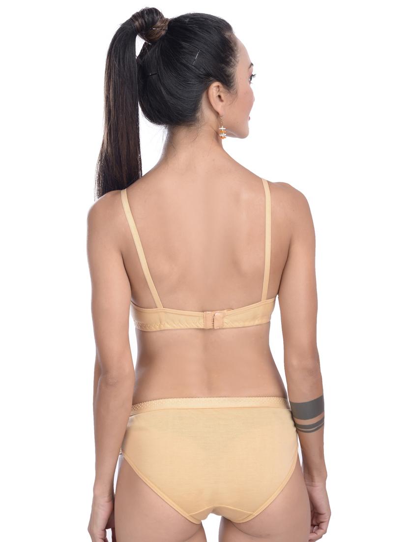 beige cotton bras and panty set - 19302346 - Standard Image - 2