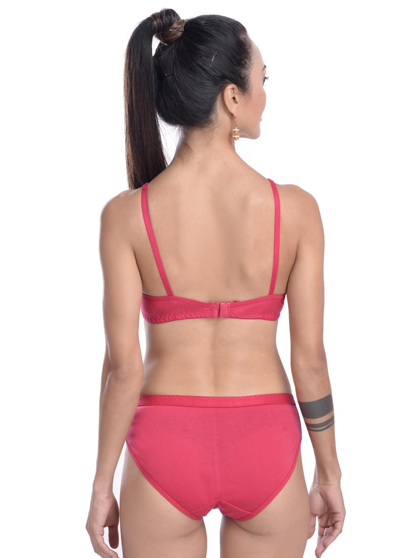 pink cotton bra and panty set - 19302350 - Standard Image - 2