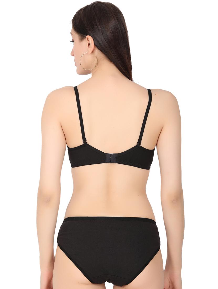 black cotton bra and panty set - 19302352 - Standard Image - 2