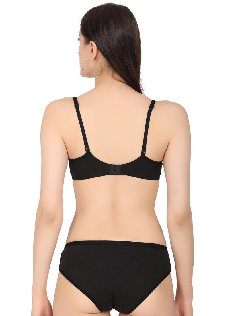 black cotton bra and panty set - 19302356 - Standard Image - 2