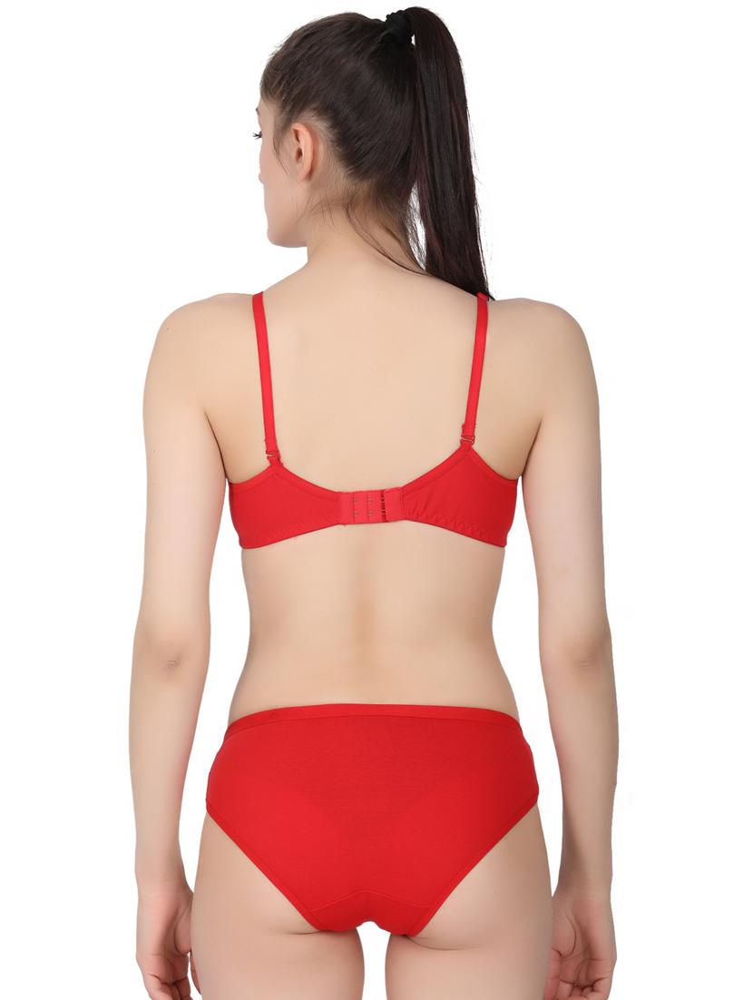 red cotton bra and panty set - 19302357 - Standard Image - 2