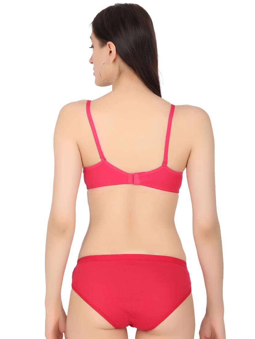 pink cotton bra and panty set - 19302359 -  Standard Image - 2