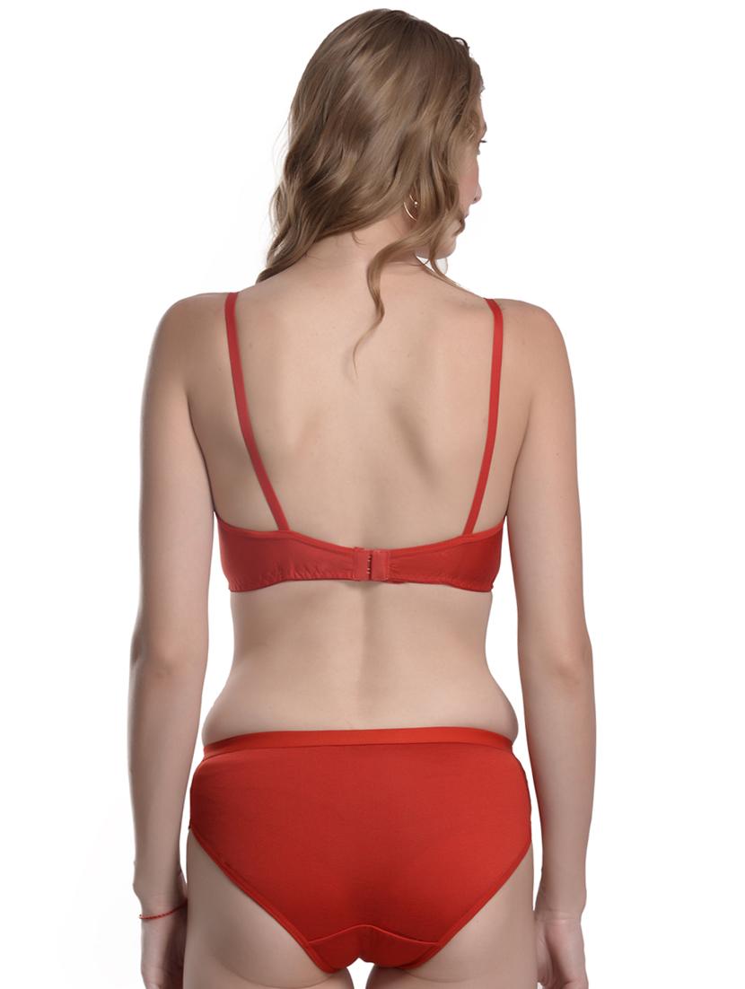 red cotton bra and panty set - 19302372 - Standard Image - 2
