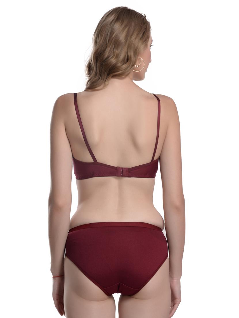 maroon cotton bra and panty set - 19302373 - Standard Image - 2