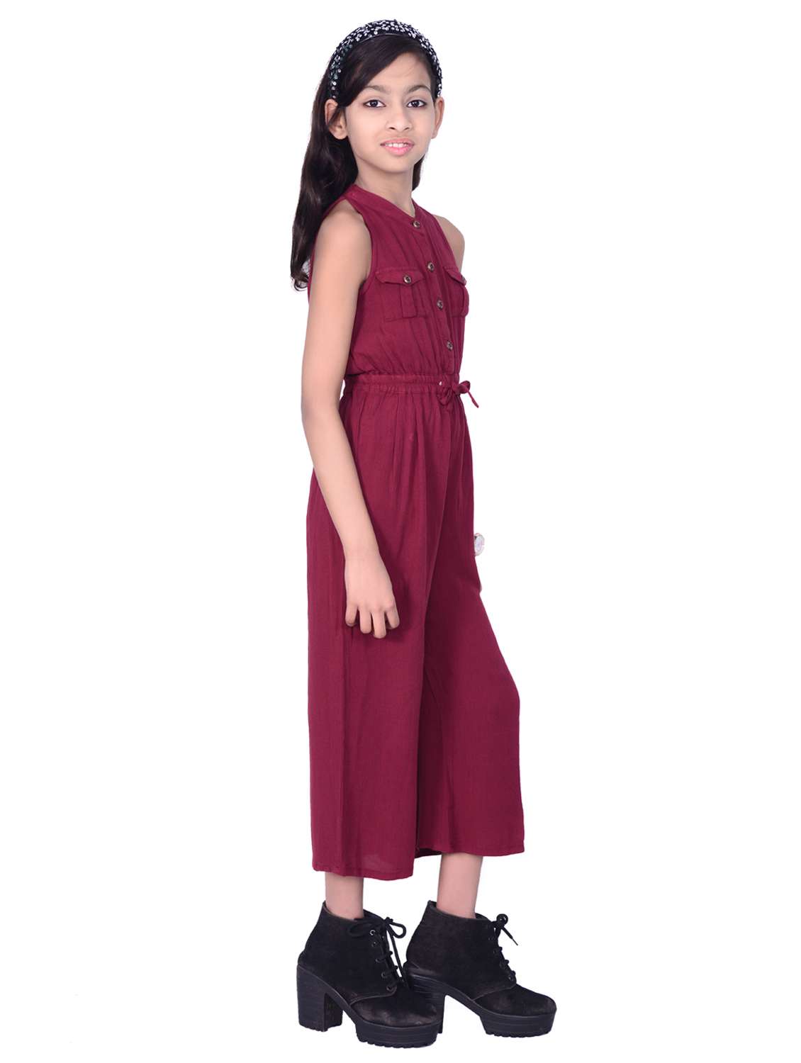girls solid  full length jumpsuit  - 19302394 -  Standard Image - 2