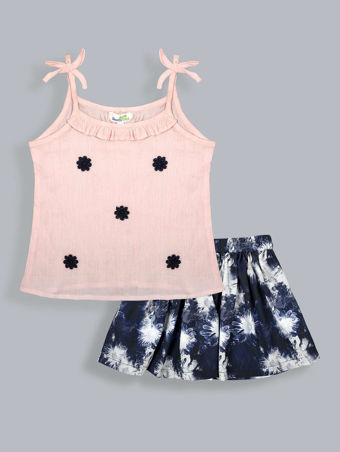 girls tie and dyed round neck twin set