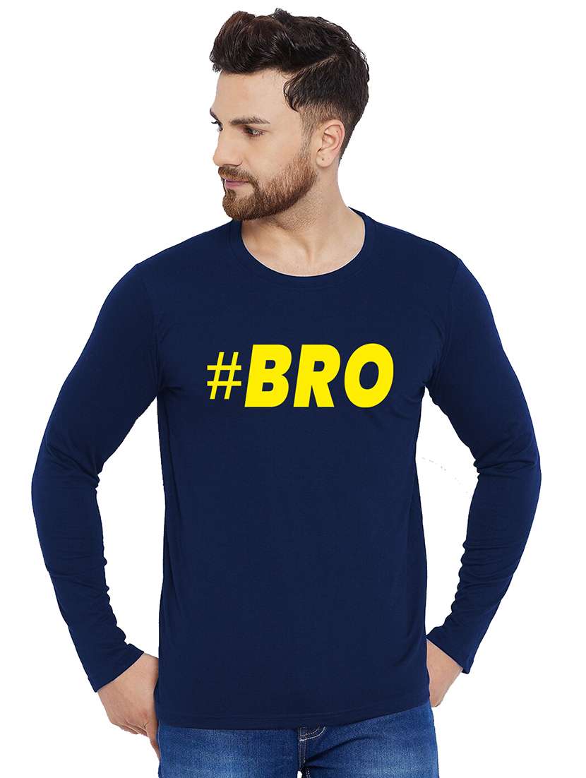 men chest print round neck t-shirt