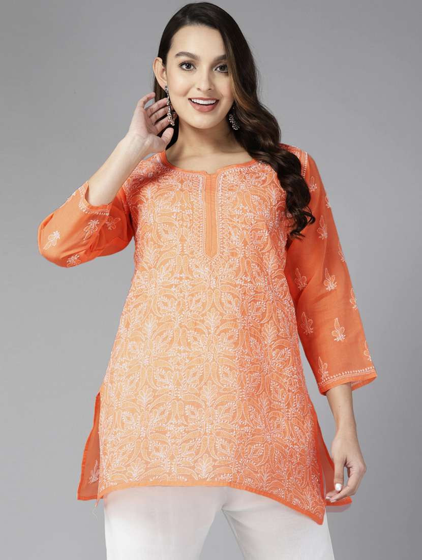 women's hand embroidered chikankari straight kurti