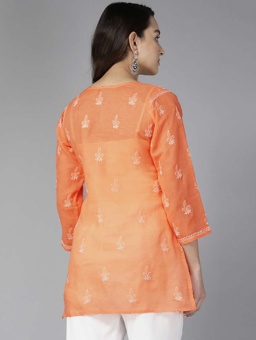 women's hand embroidered chikankari straight kurti - 19303406 -  Standard Image - 2