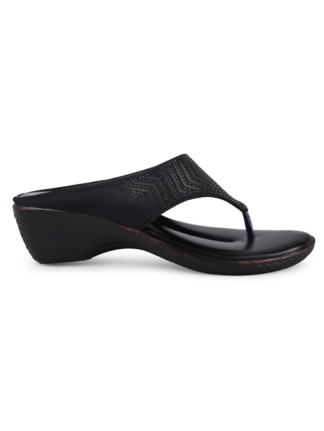 women black slip on flats sandals - 19303777 - Standard Image - 2