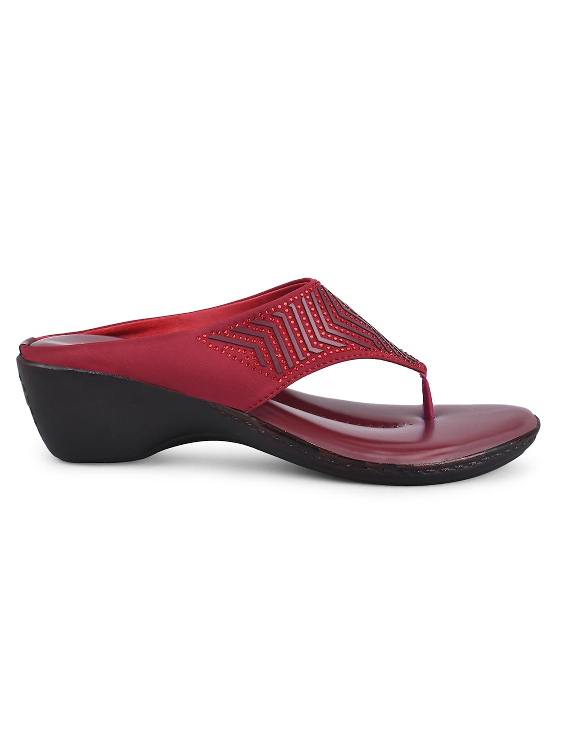 maroon t- strap wedge - 19303778 - Standard Image - 2