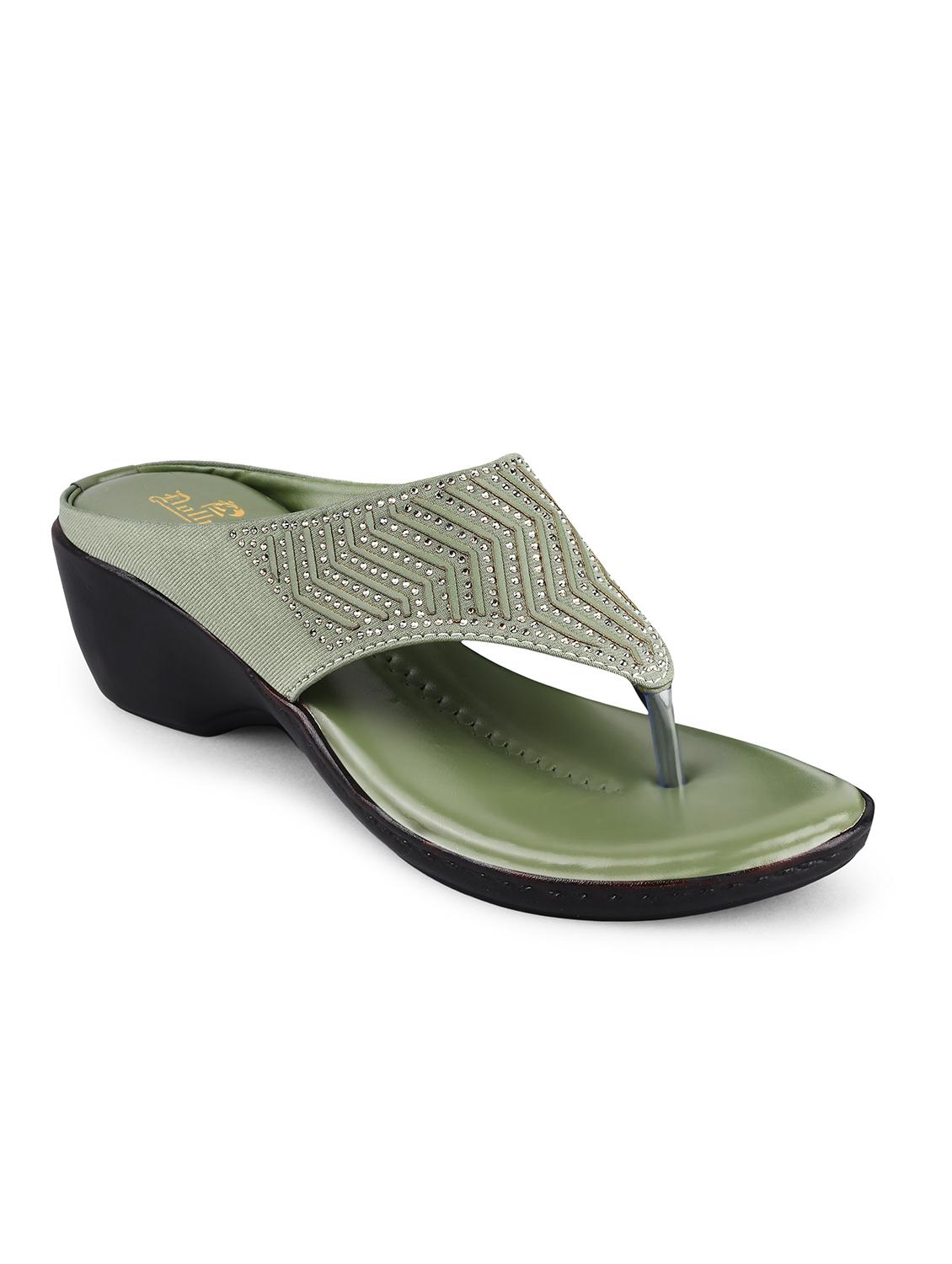 green t-strap wedge - 19303779 - Zoom Image - 0