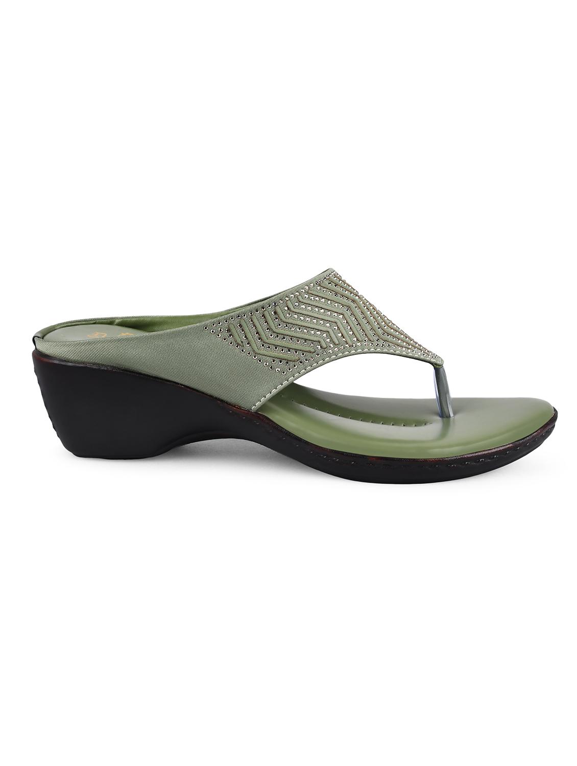 green t-strap wedge - 19303779 - Standard Image - 2