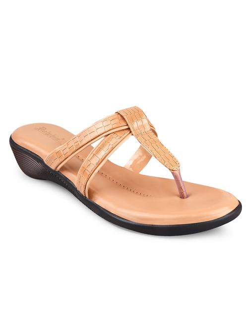 beige pu slip on sandals - 19303794 - Standard Image - 0