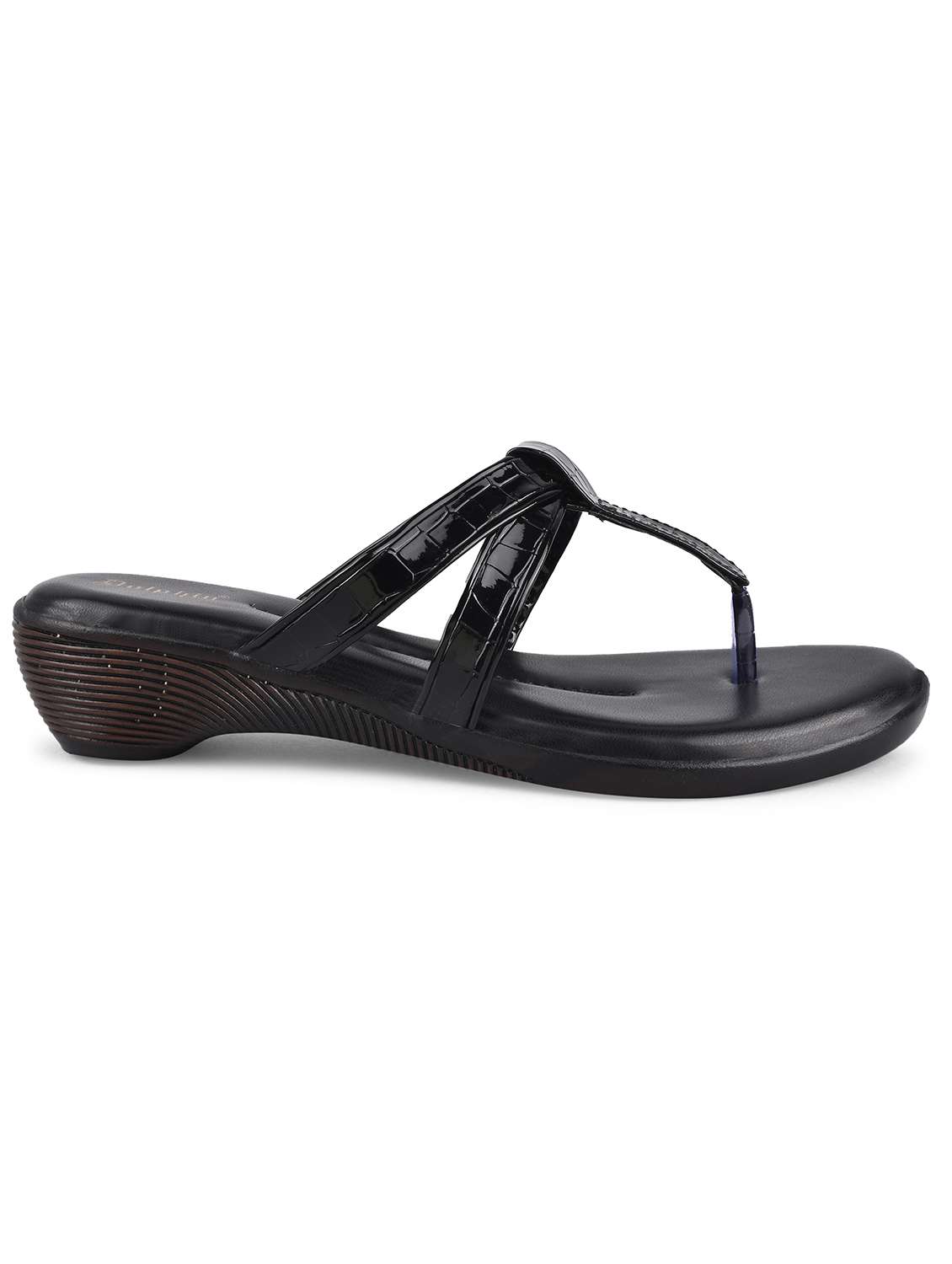 black pu slip on sandals - 19303795 - Standard Image - 2
