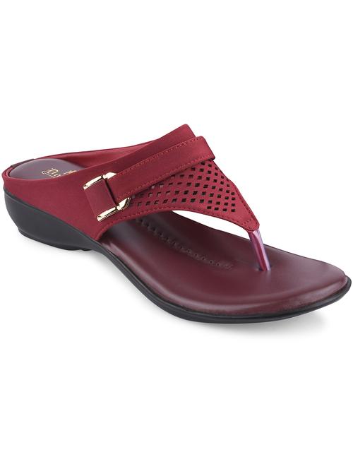 women maroon cut work sandal - 19303809 -  Standard Image - 0