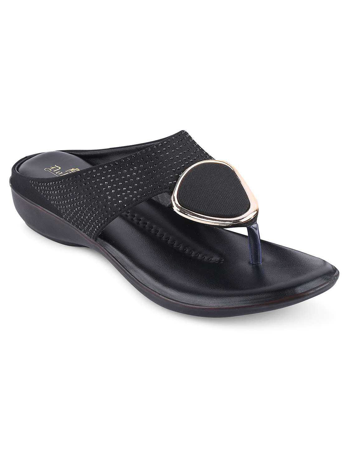 black solid sandal
