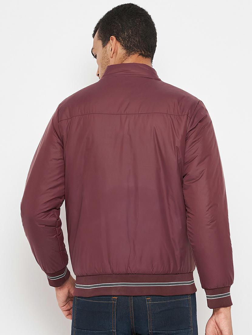 burgundy solid bomber jacket - 19303878 - Standard Image - 2
