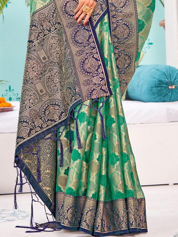 women's self design green colored saree with blouse - 19303885 - Standard Image - 2