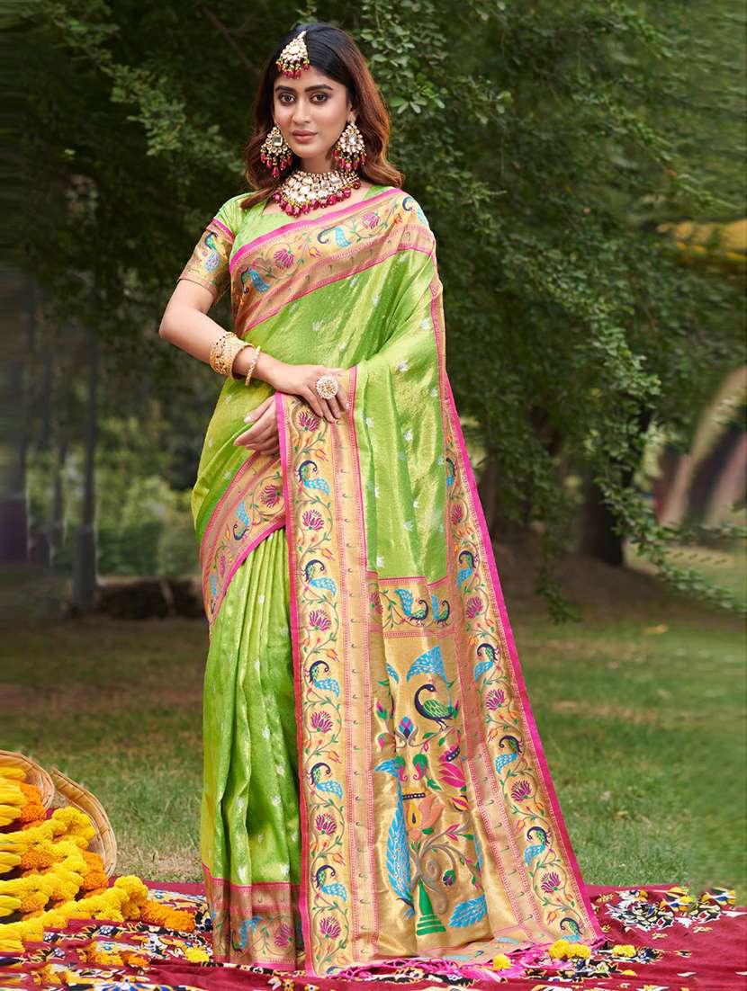 self design woven saree with blouse - 19303913 - Zoom Image - 0